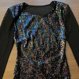 ASOS, Mini black dress with long sleeves and sequins, size M